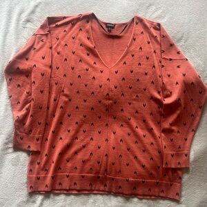 Torrid Rust V-Neck Sweater with Black Heart Design